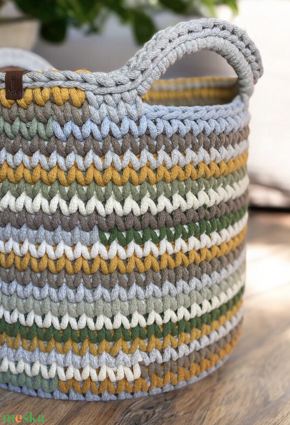 Nagyméretű horgolt kosár - színkavalkád - otthon & életmód - tárolás & rendszerezés - tárolókosár - Meska.hu