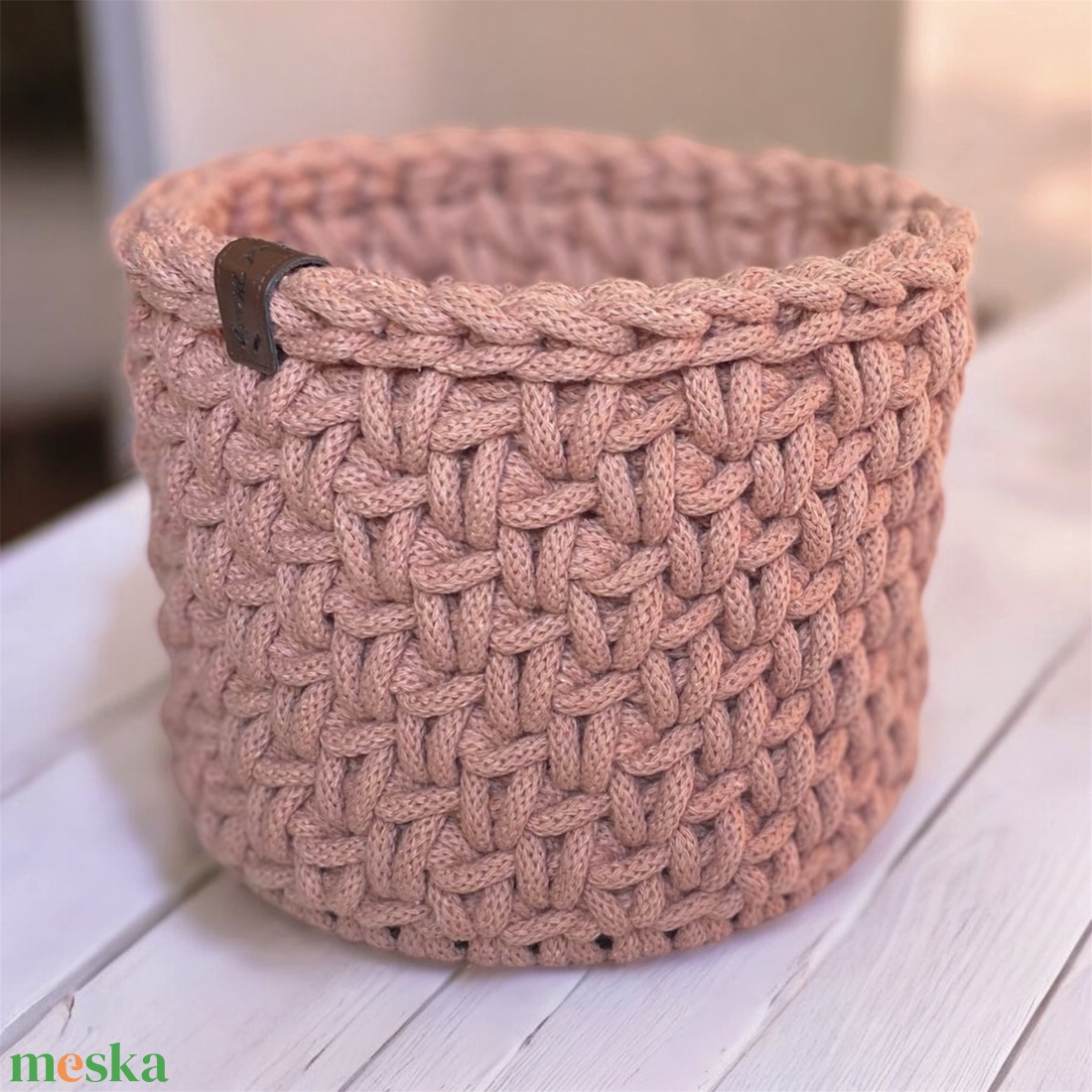 Horgolt tároló d15 - púder - otthon & életmód - tárolás & rendszerezés - tárolókosár - Meska.hu