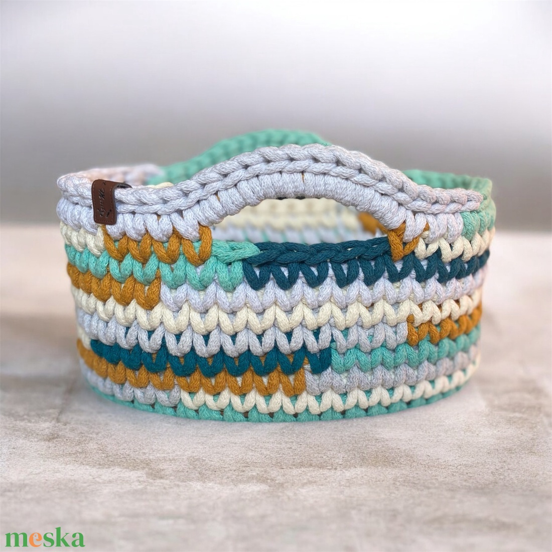 Horgolt tároló - kis színes - otthon & életmód - tárolás & rendszerezés - tárolókosár - Meska.hu