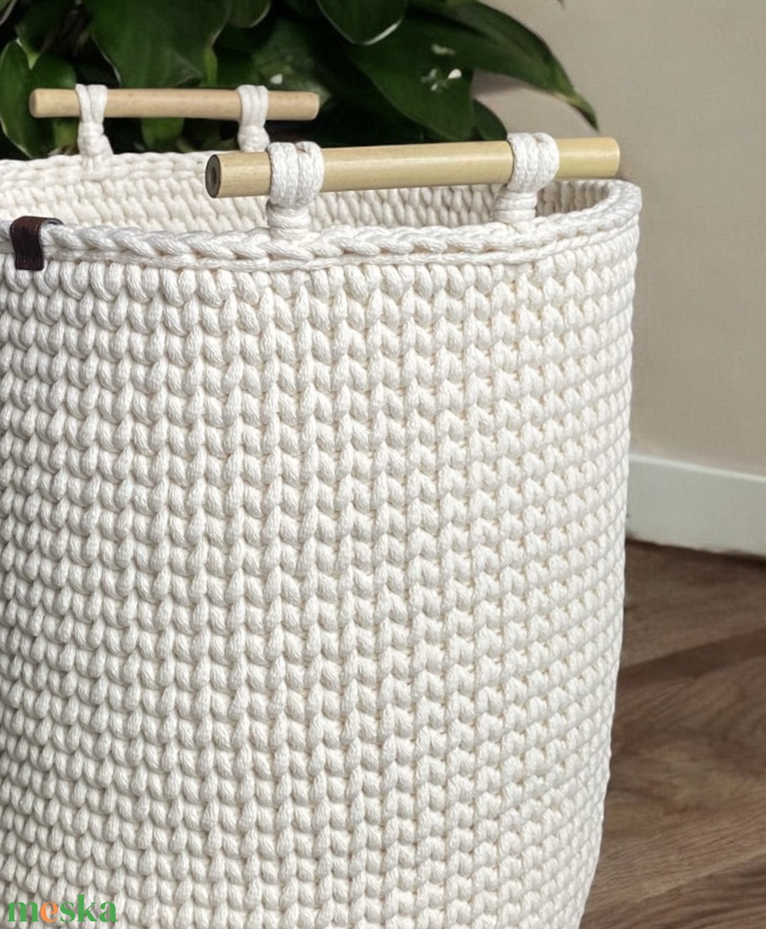 XXL kosár bambuszfüllel - ekrü - otthon & életmód - tárolás & rendszerezés - tárolókosár - Meska.hu