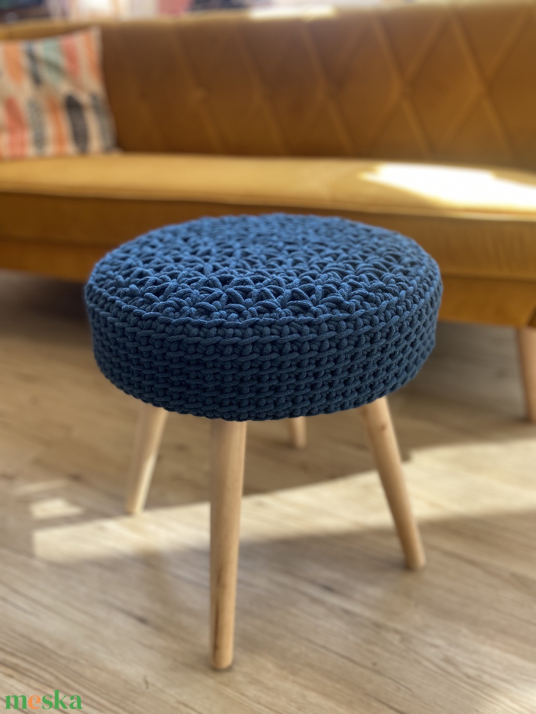 Horgolt kisszék - petrol - otthon & életmód - bútor - puff - Meska.hu