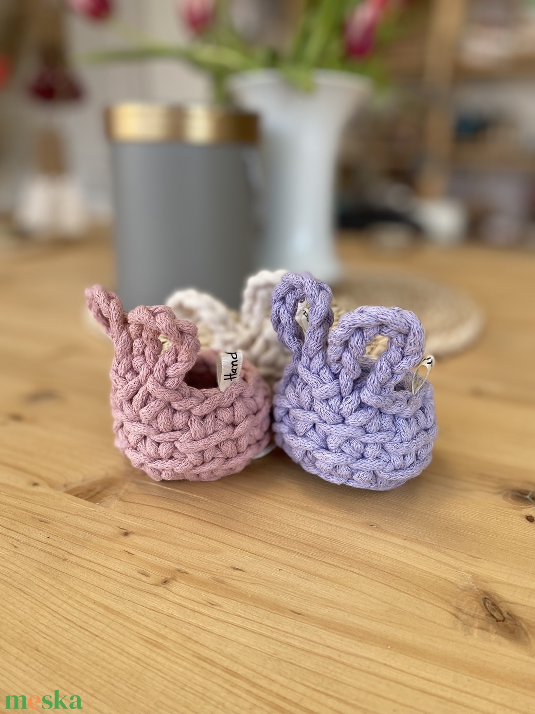 Horgolt nyuszi tojástartó (3db) - otthon & életmód - tárolás & rendszerezés - tárolókosár - Meska.hu