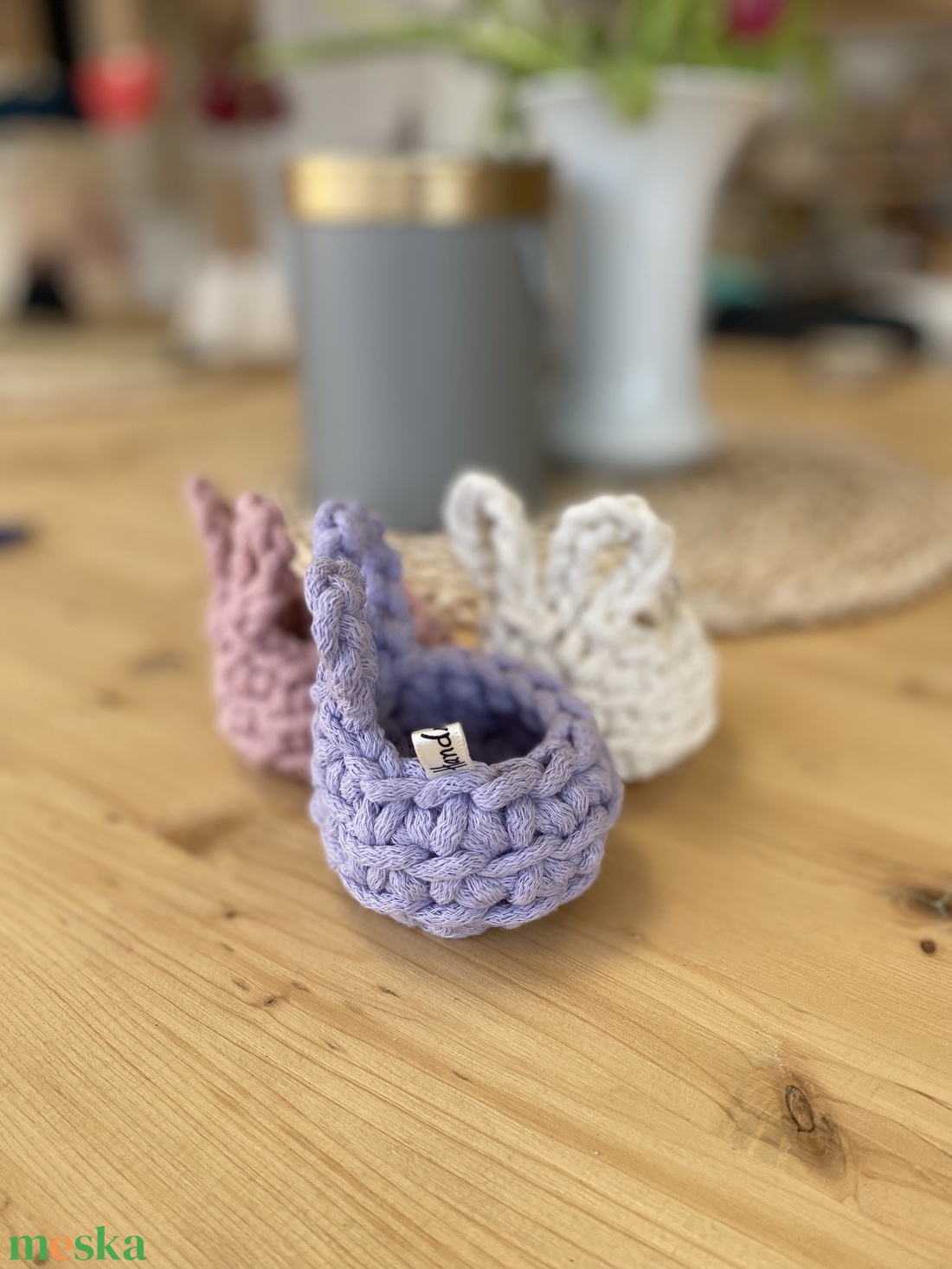Horgolt nyuszi tojástartó (3db) - otthon & életmód - tárolás & rendszerezés - tárolókosár - Meska.hu