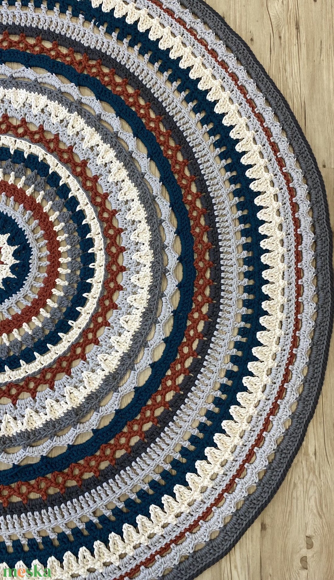 Kerek, horgolt szőnyeg d220 - etno - otthon & életmód - lakástextil - szőnyeg - horgolt szőnyeg - Meska.hu