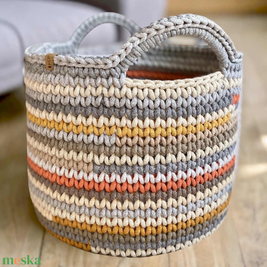 Nagyméretű, horgolt kosár - színes - otthon & életmód - tárolás & rendszerezés - tárolókosár - Meska.hu