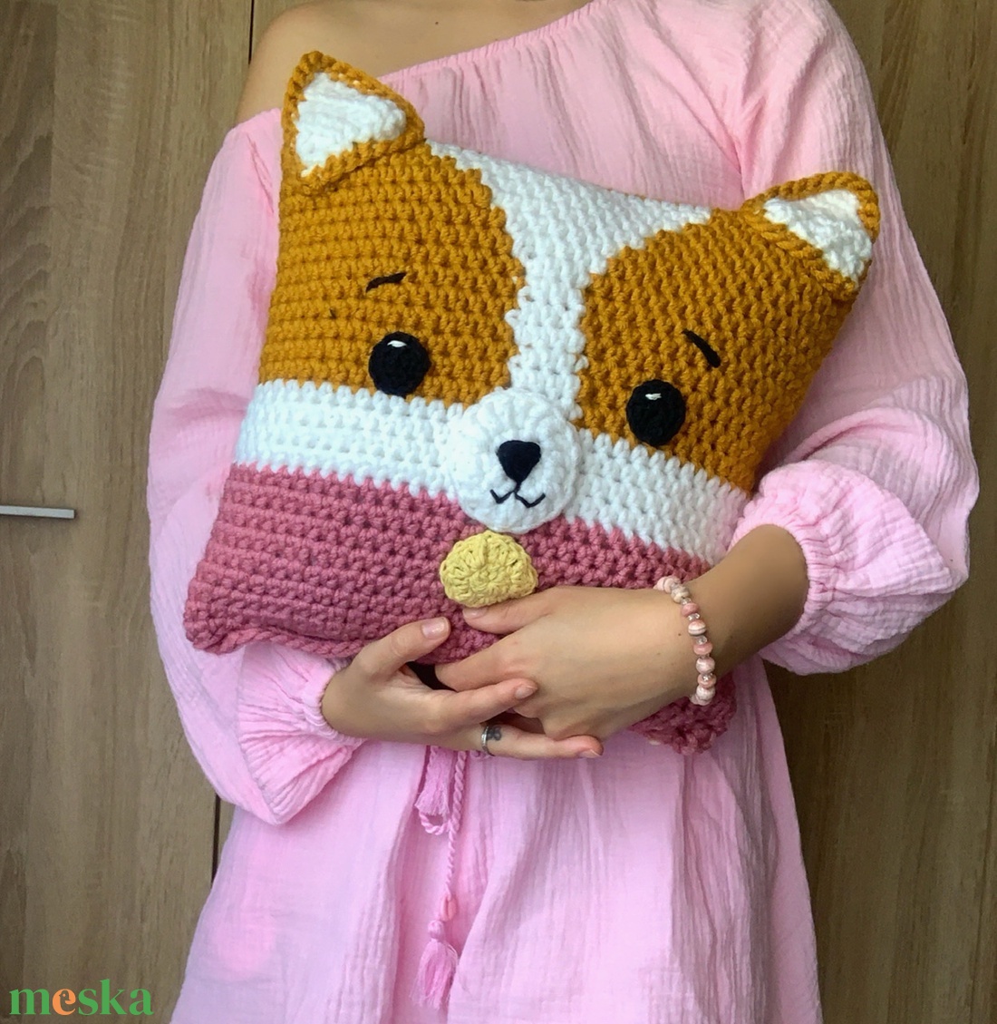 Corgi horgolt párna személyre szabható - otthon & életmód - lakástextil - párna & párnahuzat - Meska.hu