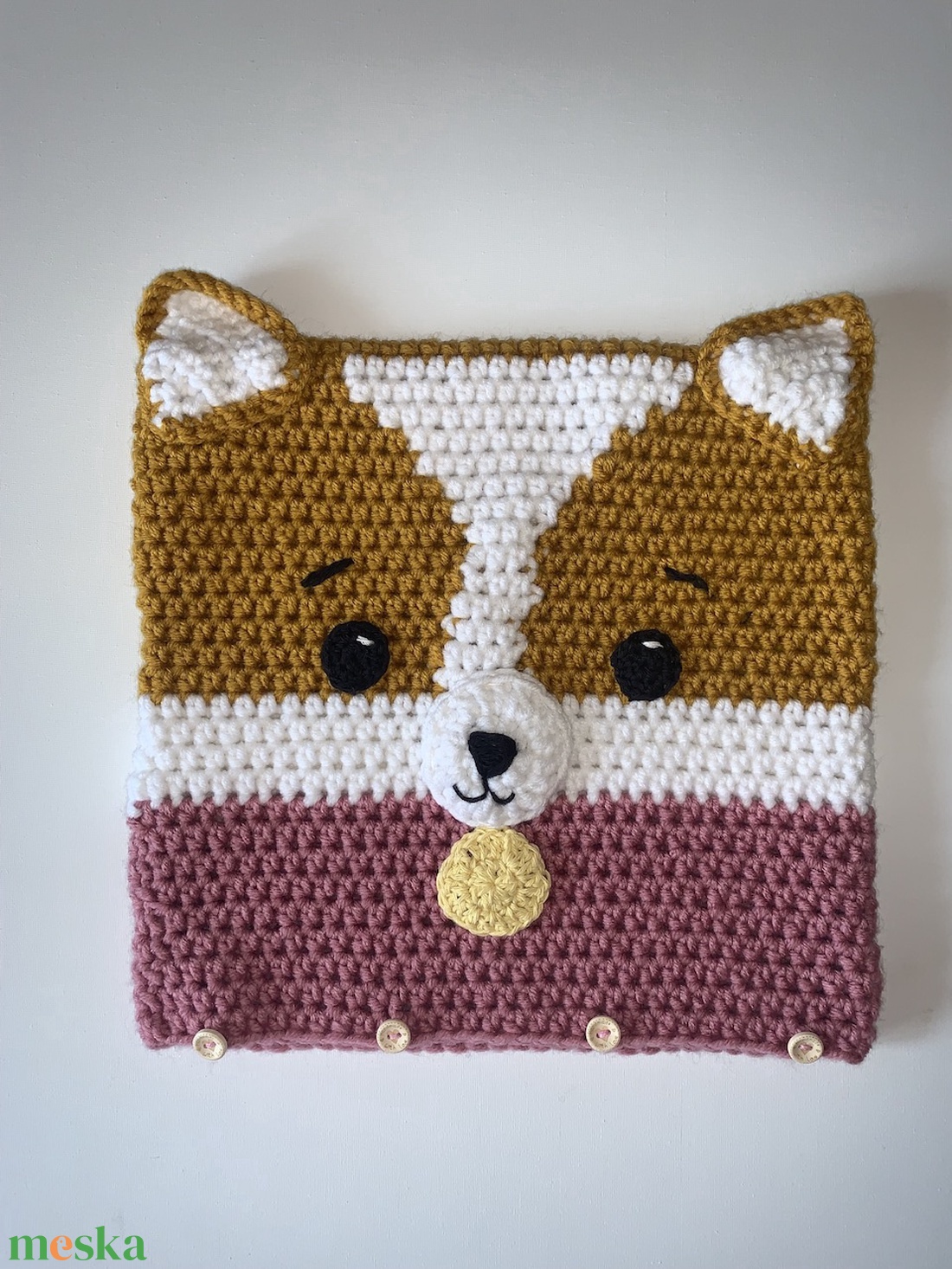Corgi horgolt párna személyre szabható - otthon & életmód - lakástextil - párna & párnahuzat - Meska.hu