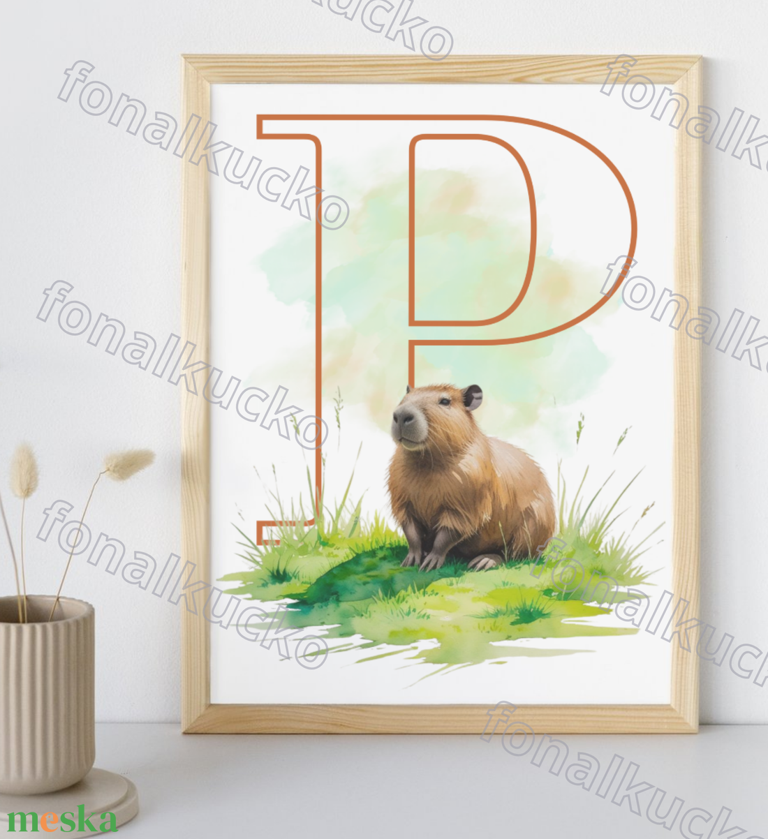 Nyomtatható kis capybara gyerekszoba kép személyes betűvel - otthon & életmód - babaszoba, gyerekszoba - babaszoba kép - Meska.hu