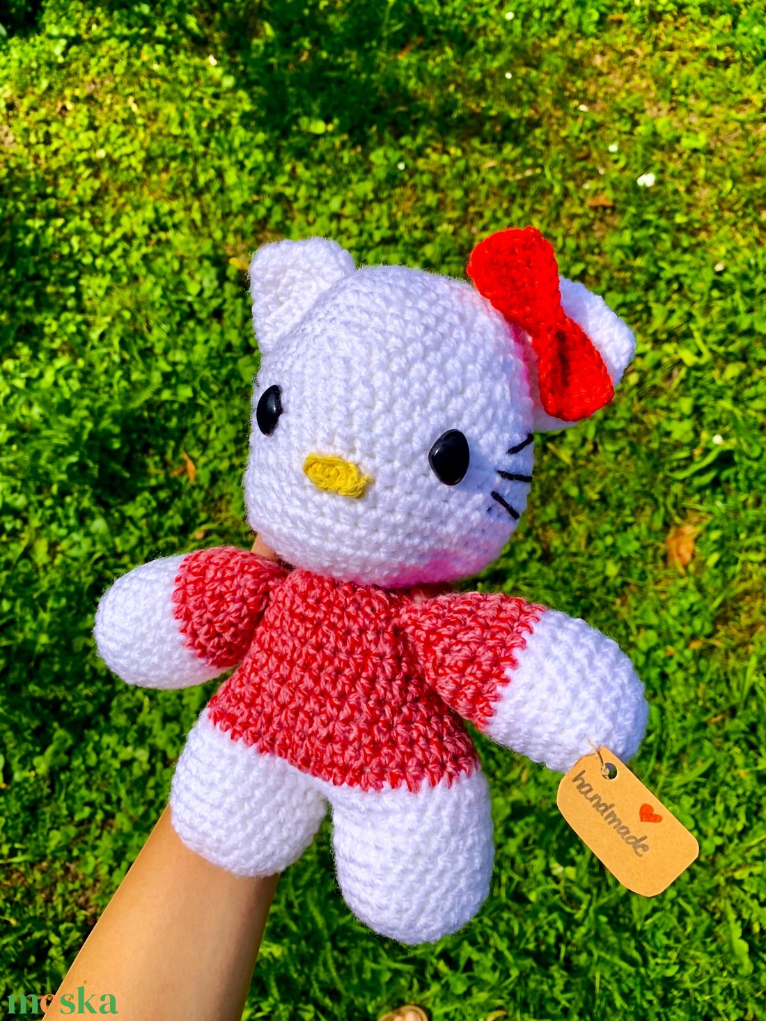 Hello Kitty nagy méretű horgolt plüss játék - játék & sport - plüssállat & játékfigura - cica - Meska.hu