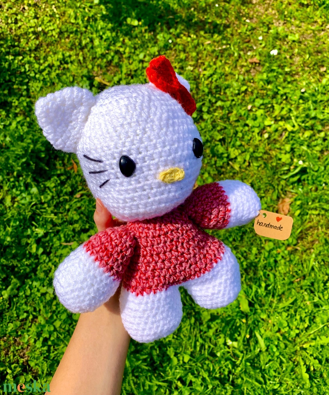 Hello Kitty nagy méretű horgolt plüss játék - játék & sport - plüssállat & játékfigura - cica - Meska.hu