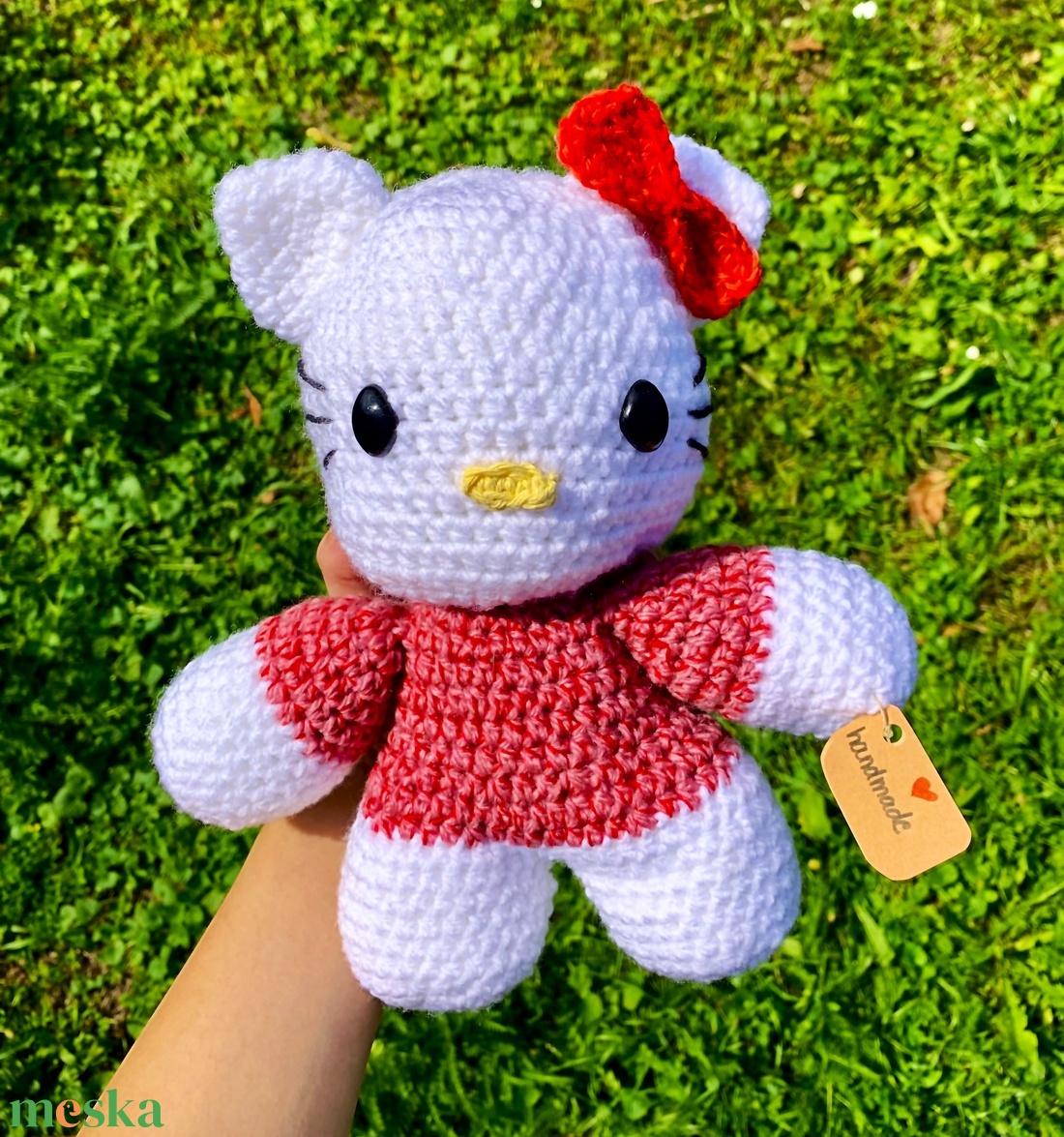Hello Kitty nagy méretű horgolt plüss játék - játék & sport - plüssállat & játékfigura - cica - Meska.hu