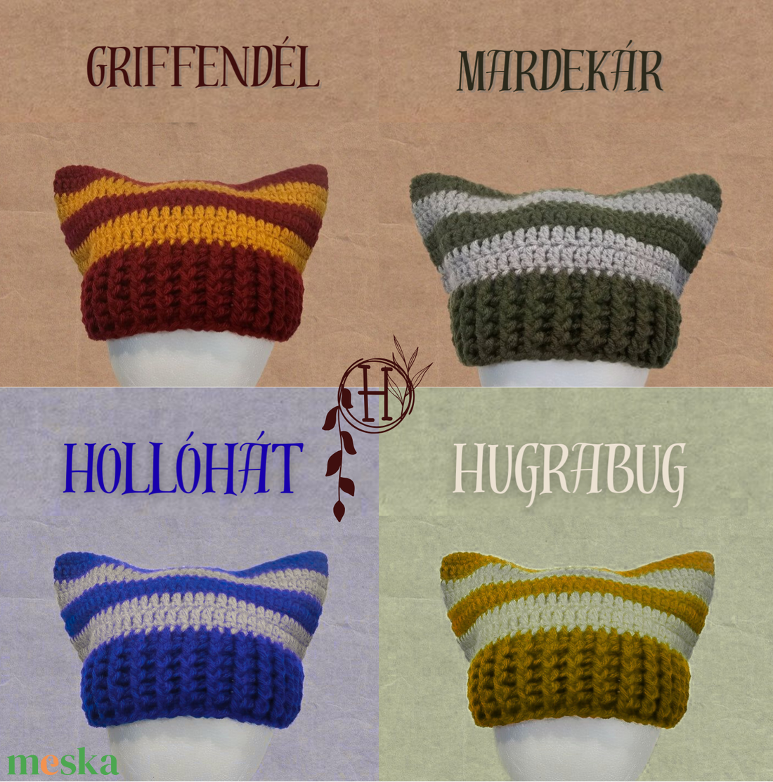 Horgolt Harry Potter Roxforti házak sapka fülekkel - ruha & divat - sál, sapka, kendő - sapka - Meska.hu Horgolt Harry Potter Roxforti házak sapka fülekkel - ruha & divat - sál, sapka, kendő - sapka - Meska.hu