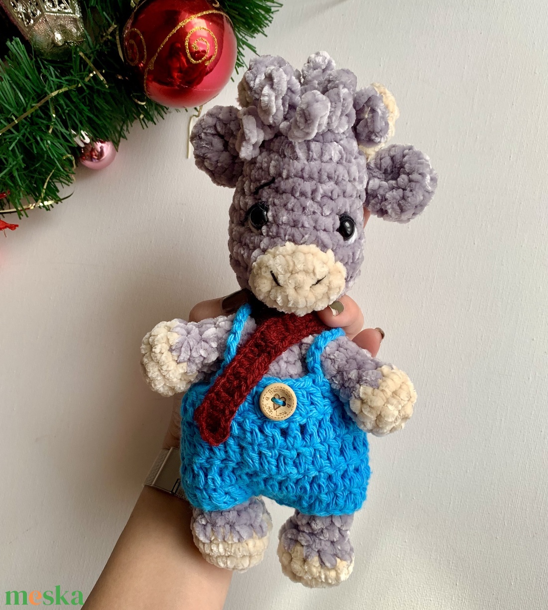 Horgolt téli felföldi skót tehén plüss sálban - játék & sport - plüssállat & játékfigura - más figura - Meska.hu