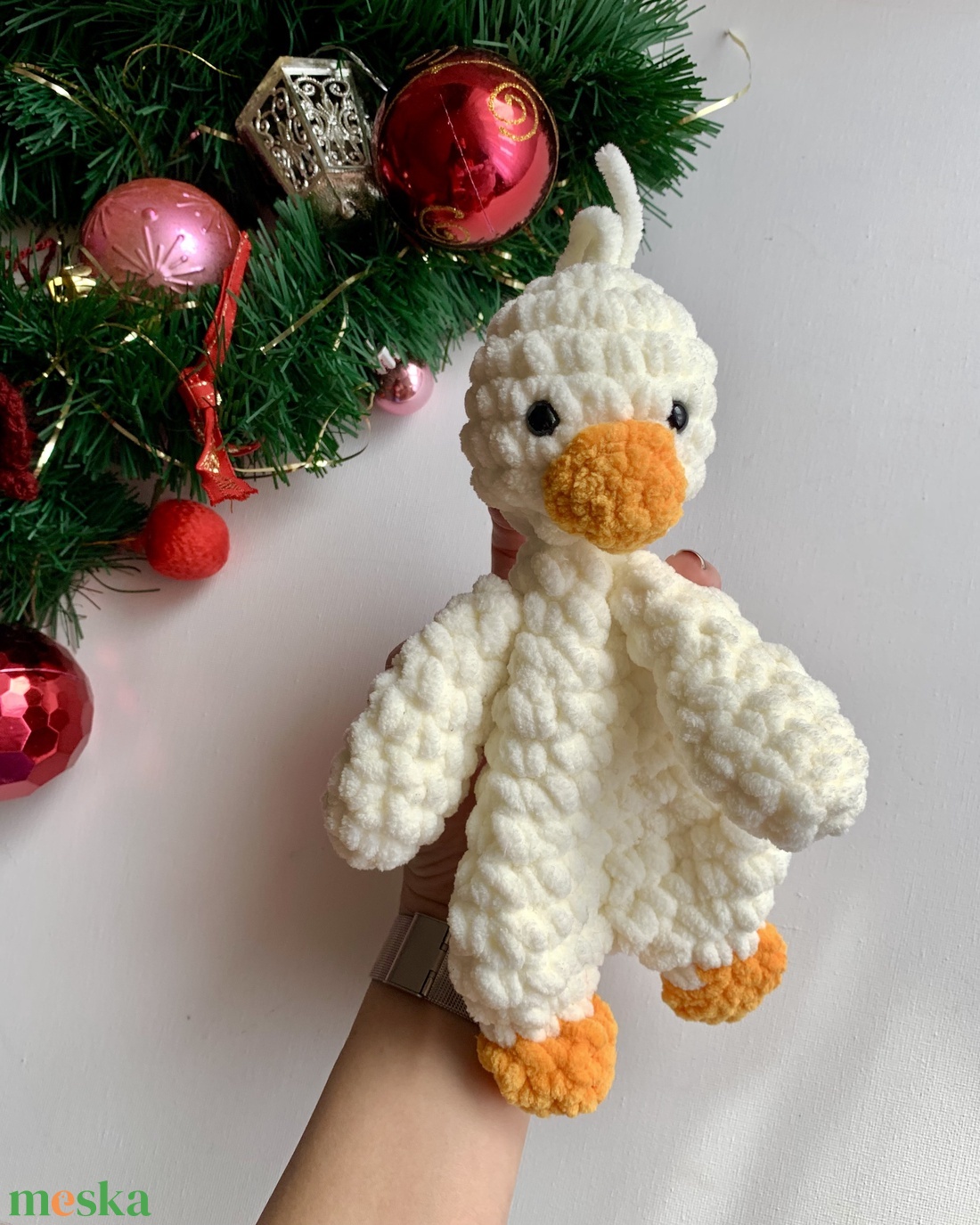 Horgolt fehér kacsa plüss alvóka szundipajti - játék & sport - plüssállat & játékfigura - más figura - Meska.hu