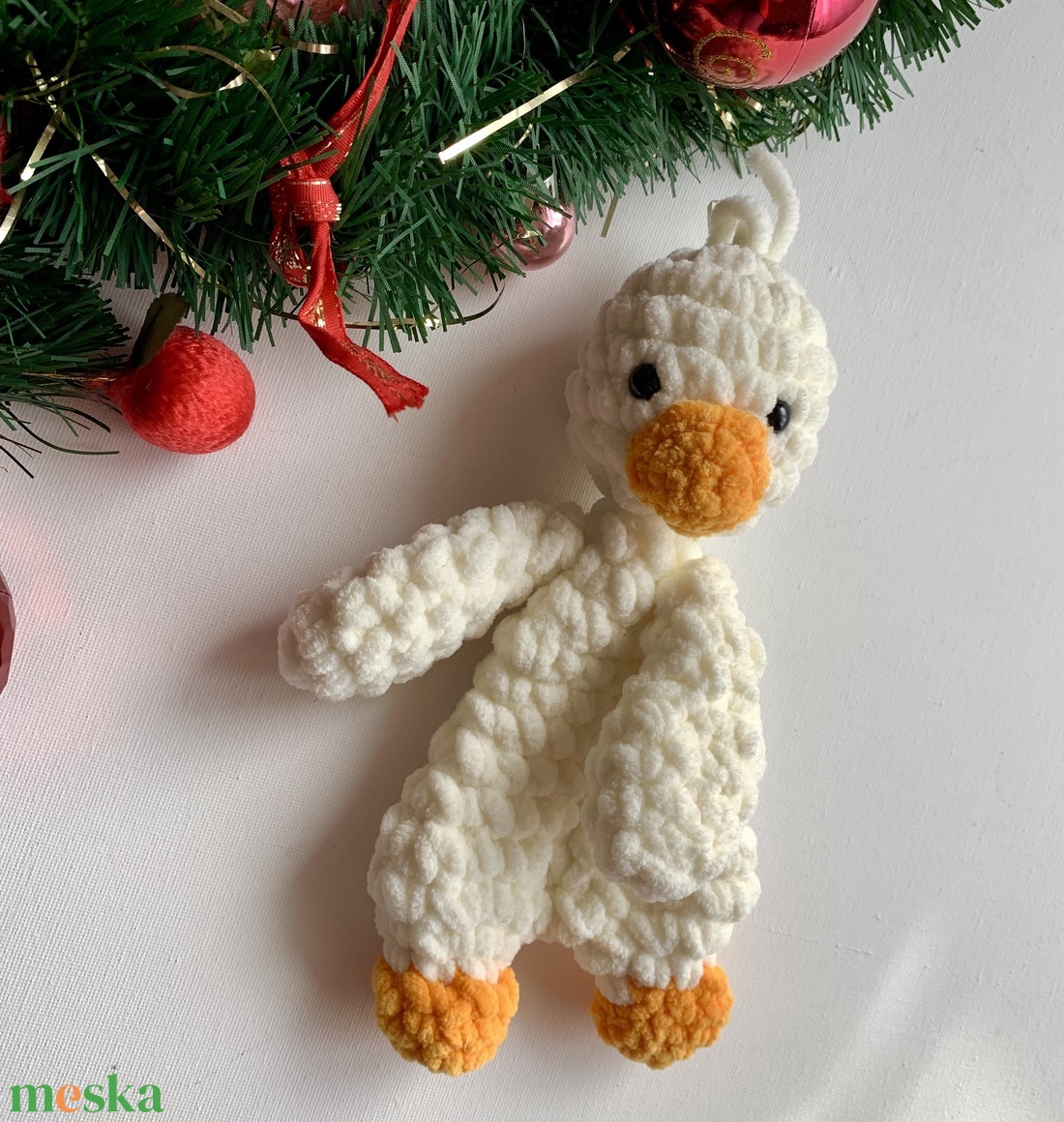 Horgolt fehér kacsa plüss alvóka szundipajti - játék & sport - plüssállat & játékfigura - más figura - Meska.hu