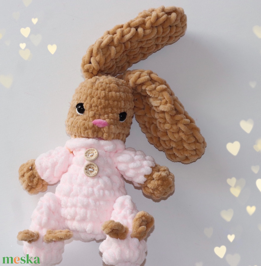 Horgolt pizsamás nyuszi plüss alvóka  - játék & sport - plüssállat & játékfigura - nyuszi - Meska.hu