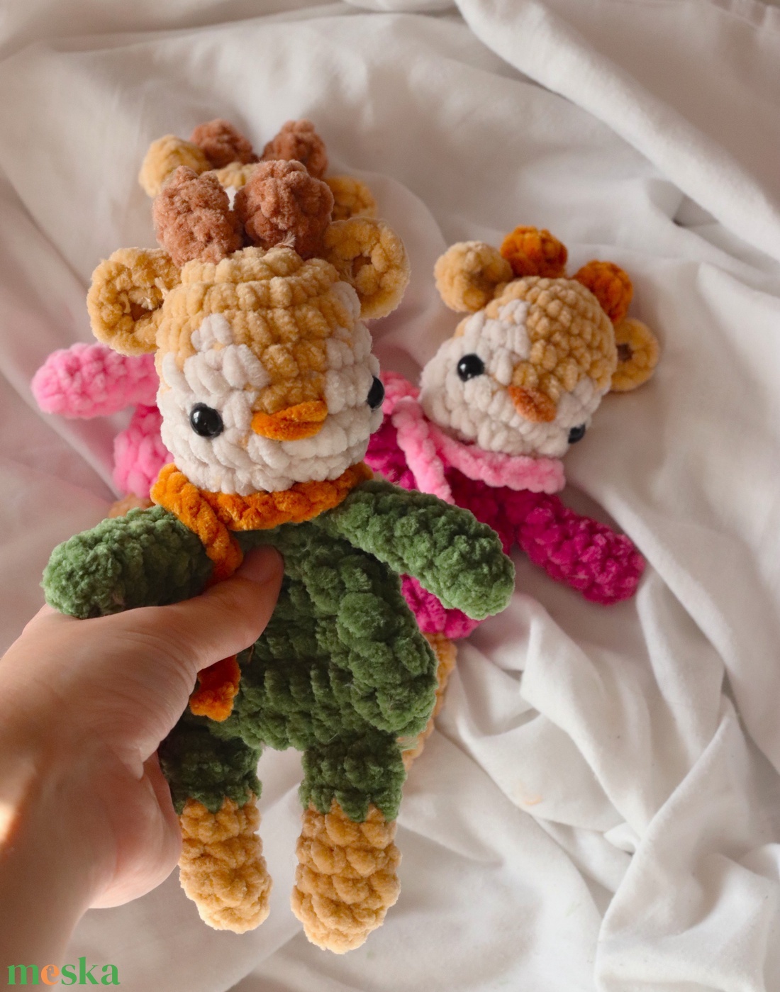 Horgolt őzike alvókák gyerekeknek - baba - mama - baba játékok - szundikendő, alvóka - Meska.hu