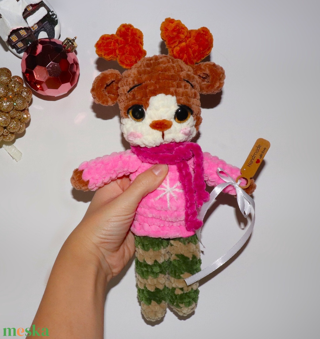 Horgolt nagy karácsonyi őzike plüss gyerekeknek - játék & sport - plüssállat & játékfigura - plüss mesefigurák - Meska.hu