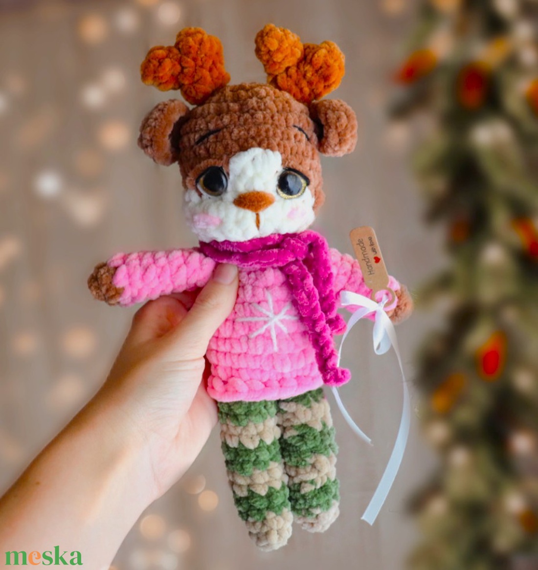 Horgolt nagy karácsonyi őzike plüss gyerekeknek - játék & sport - plüssállat & játékfigura - plüss mesefigurák - Meska.hu