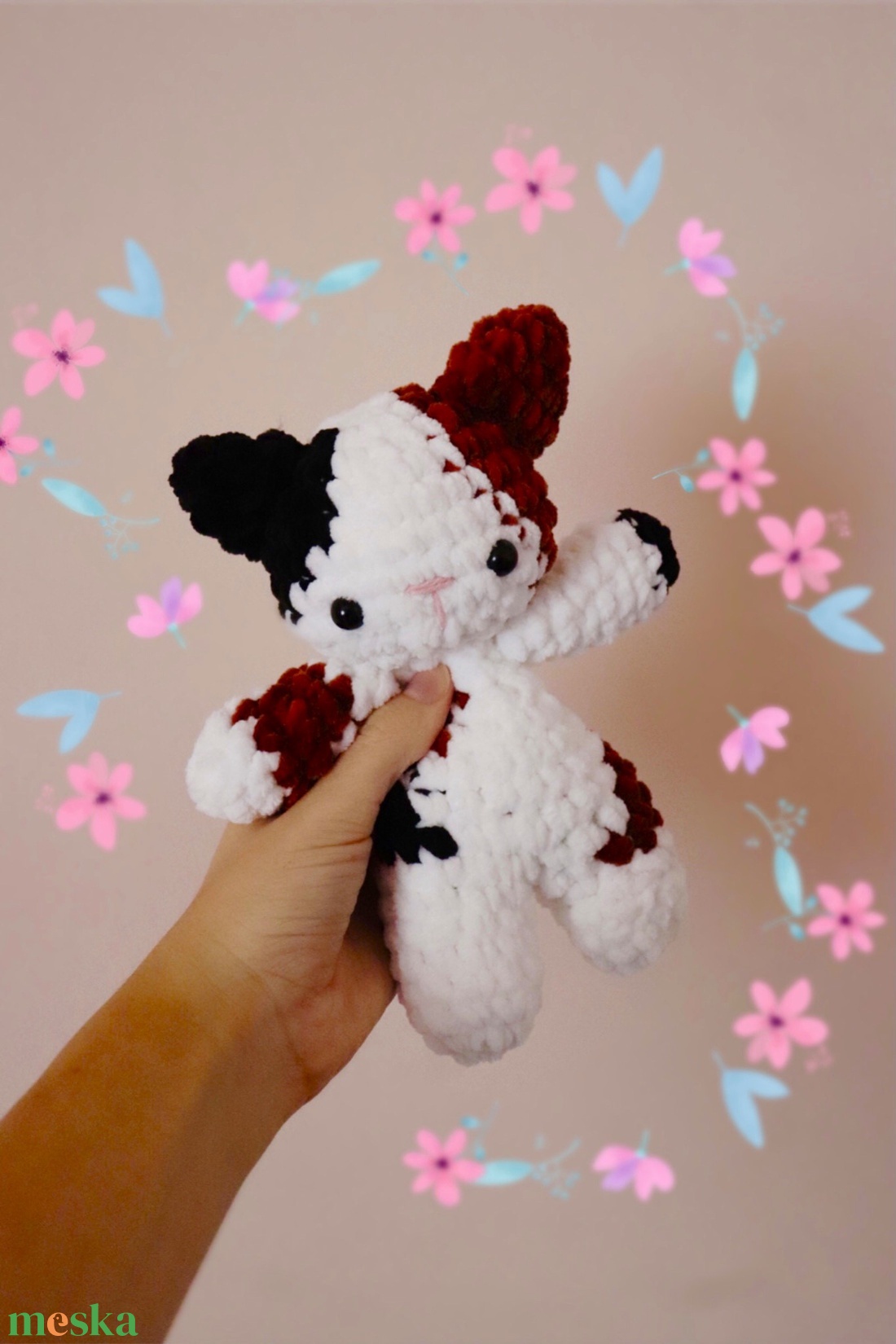 Horgolt foltos cica plüss gyerekeknek - játék & sport - plüssállat & játékfigura - cica - Meska.hu