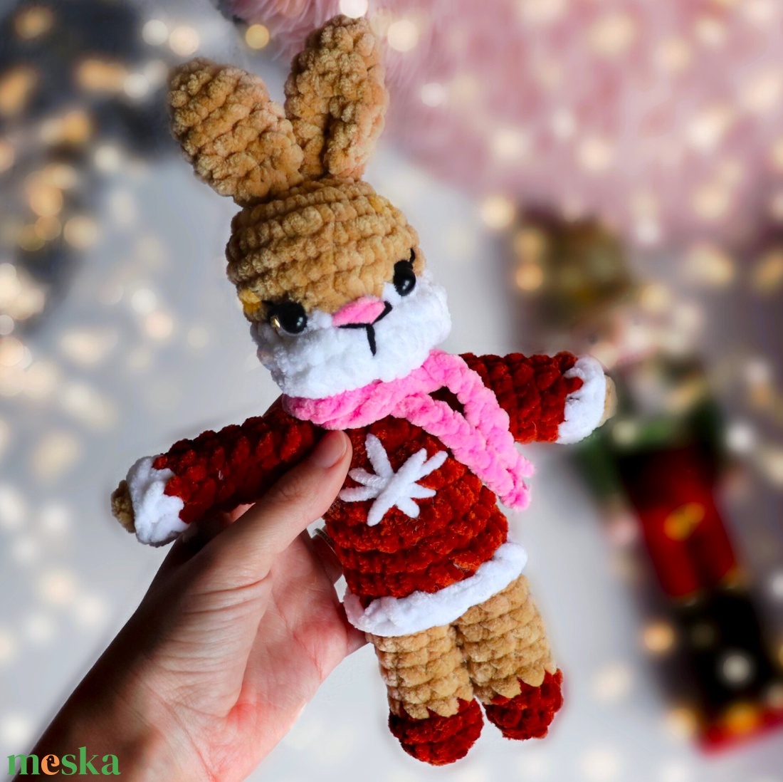 Horgolt karácsonyi nyuszi plüss gyerekeknek - játék & sport - plüssállat & játékfigura - nyuszi - Meska.hu