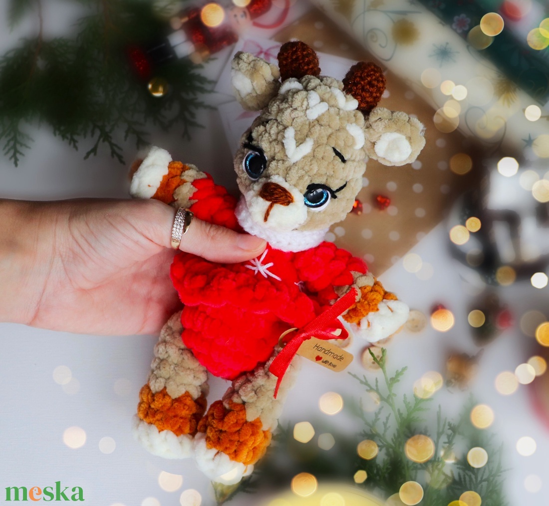 Horgolt karácsonyi rénszarvas plüss gyerekeknek - karácsony - mikulás - mikulás ajándékok - Meska.hu