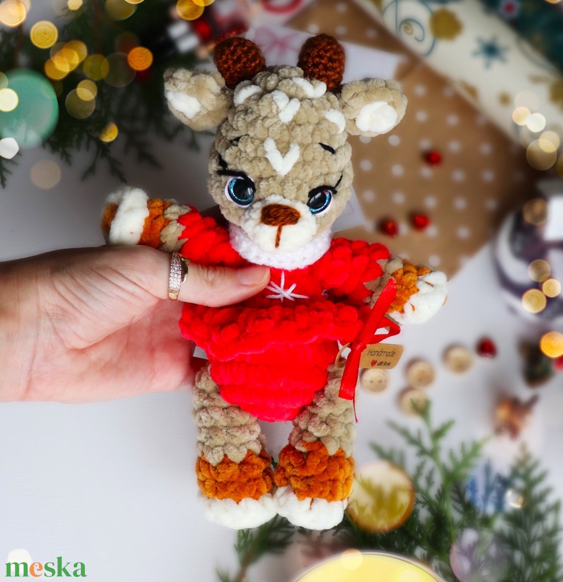 Horgolt karácsonyi rénszarvas plüss gyerekeknek - karácsony - mikulás - mikulás ajándékok - Meska.hu