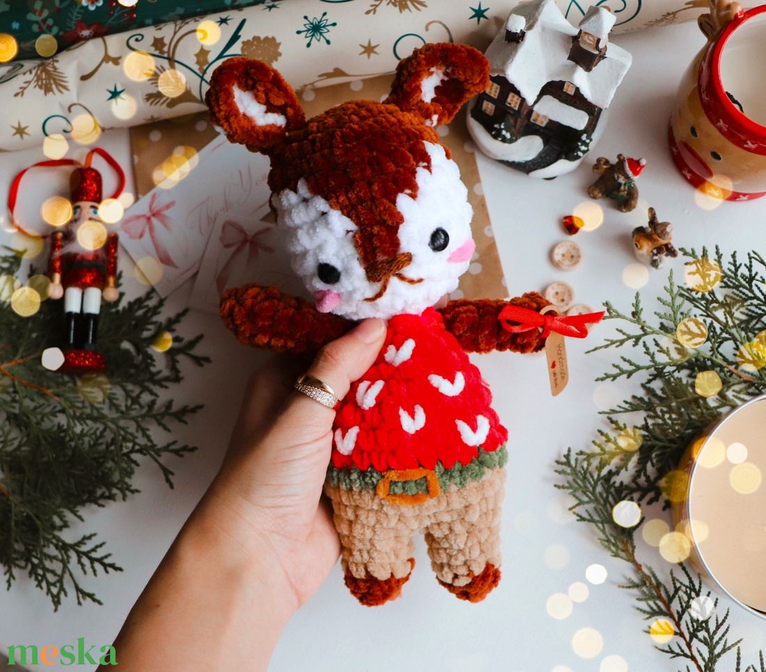 Horgolt karácsonyi nyuszi plüss gyerekeknek - játék & sport - plüssállat & játékfigura - nyuszi - Meska.hu