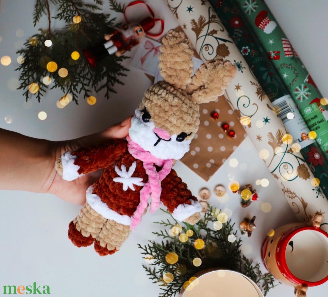 Horgolt karácsonyi nyuszi plüss gyerekeknek - játék & sport - plüssállat & játékfigura - nyuszi - Meska.hu