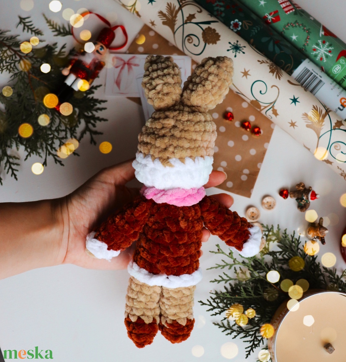 Horgolt karácsonyi nyuszi plüss gyerekeknek - játék & sport - plüssállat & játékfigura - nyuszi - Meska.hu