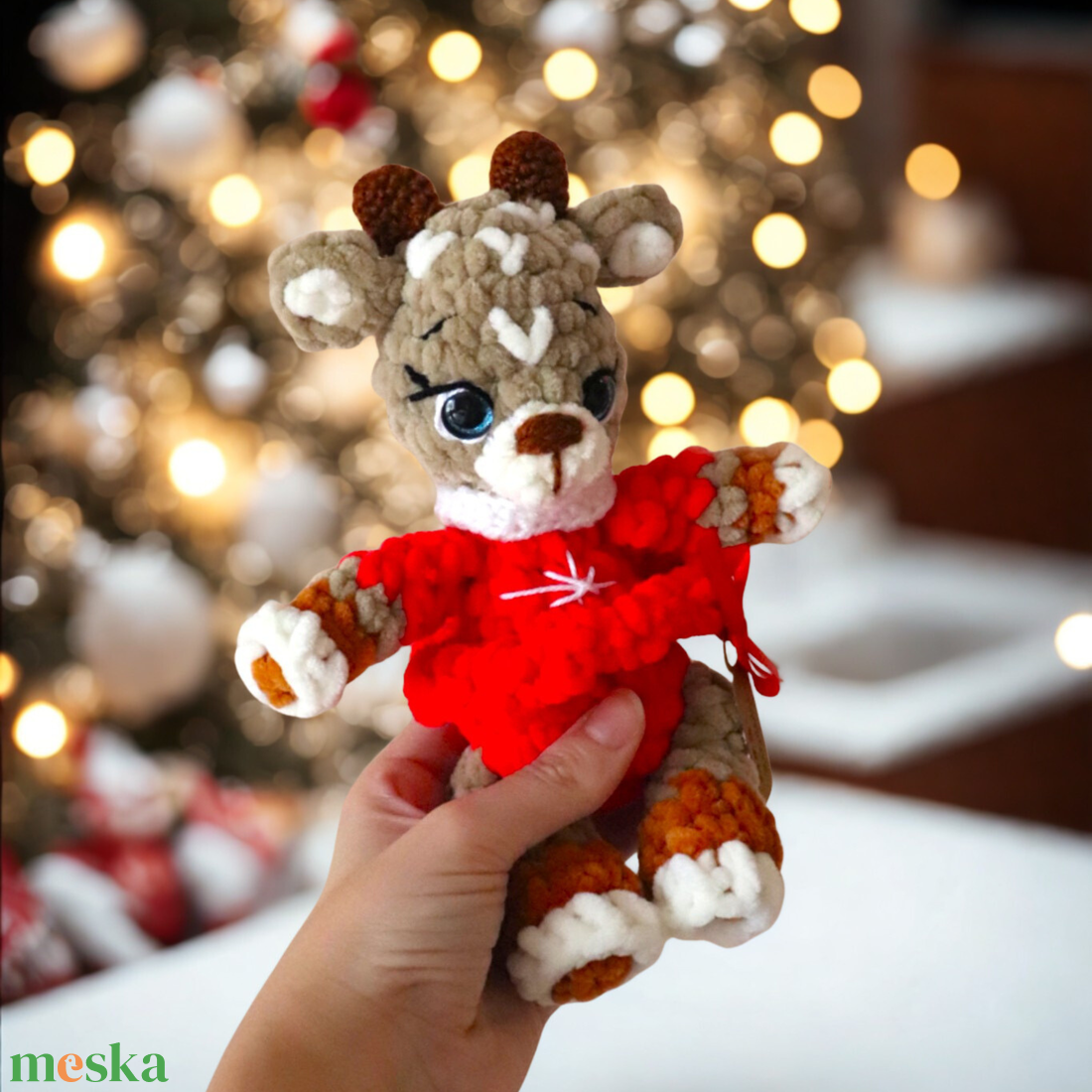 Horgolt karácsonyi rénszarvas plüss gyerekeknek - karácsony - mikulás - mikulás ajándékok - Meska.hu