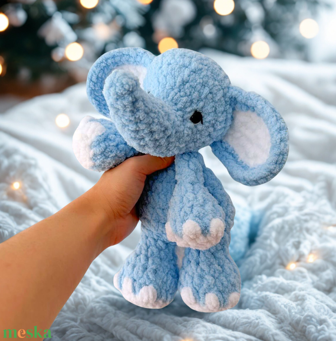 Horgolt elefánt plüss alvóka gyerekeknek - játék & sport - plüssállat & játékfigura - elefánt - Meska.hu
