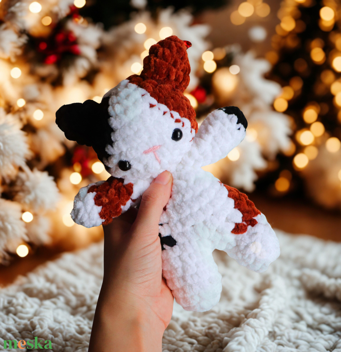 Horgolt foltos cica plüss gyerekeknek - játék & sport - plüssállat & játékfigura - cica - Meska.hu