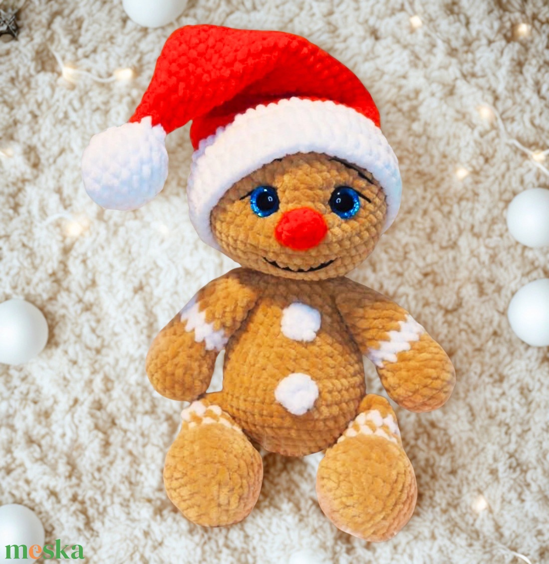 Horgolt mikulás sapkás karácsonyi mézi plüss - játék & sport - plüssállat & játékfigura - plüss mesefigurák - Meska.hu