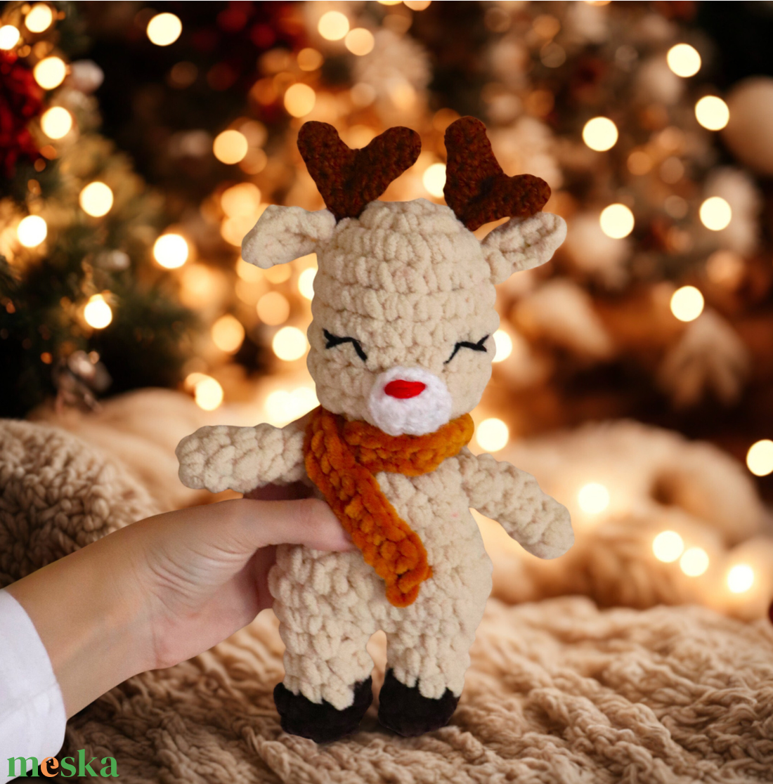 Horgolt karácsonyi rénszarvas plüss - karácsony - mikulás - mikulás ajándékok - Meska.hu