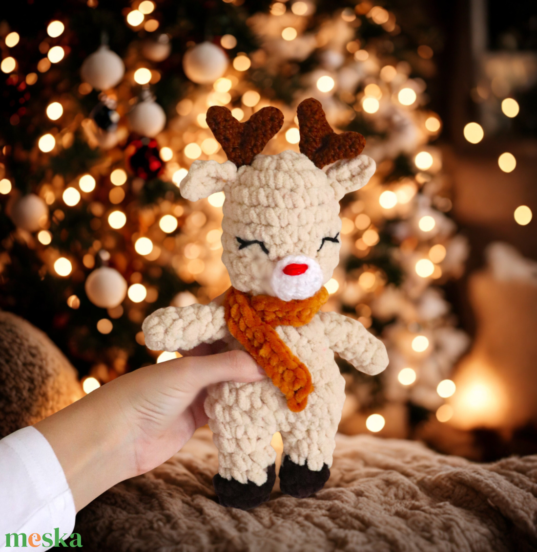 Horgolt karácsonyi rénszarvas plüss - karácsony - mikulás - mikulás ajándékok - Meska.hu