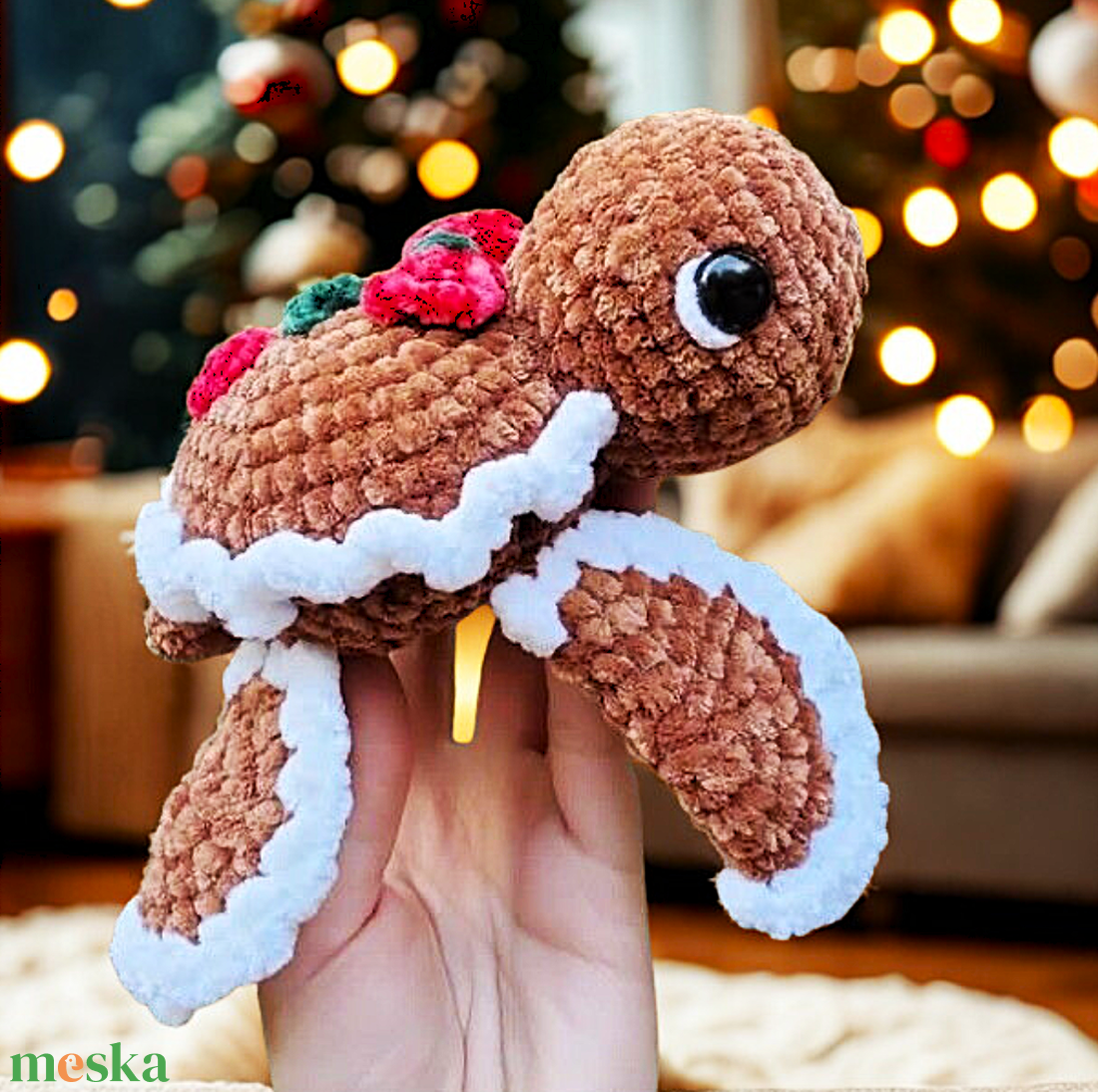 Horgolt karácsonyi teknős plüss gyerekeknek - játék & sport - plüssállat & játékfigura - plüss mesefigurák - Meska.hu