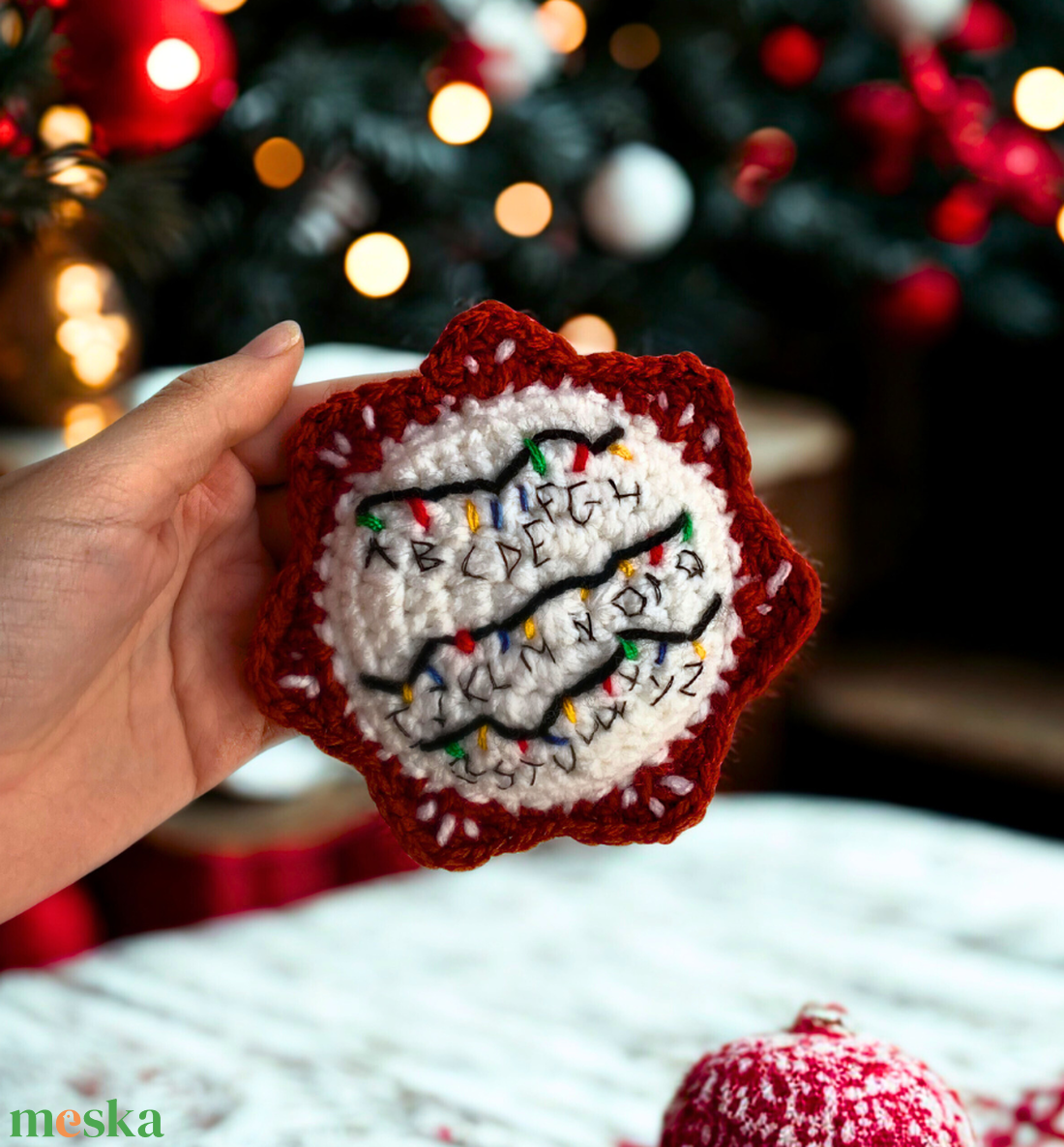 Horgolt Stranger Things stílusú poháralátét - otthon & életmód - konyhafelszerelés, tálalás - tálalás - tányér- és poháralátét - Meska.hu