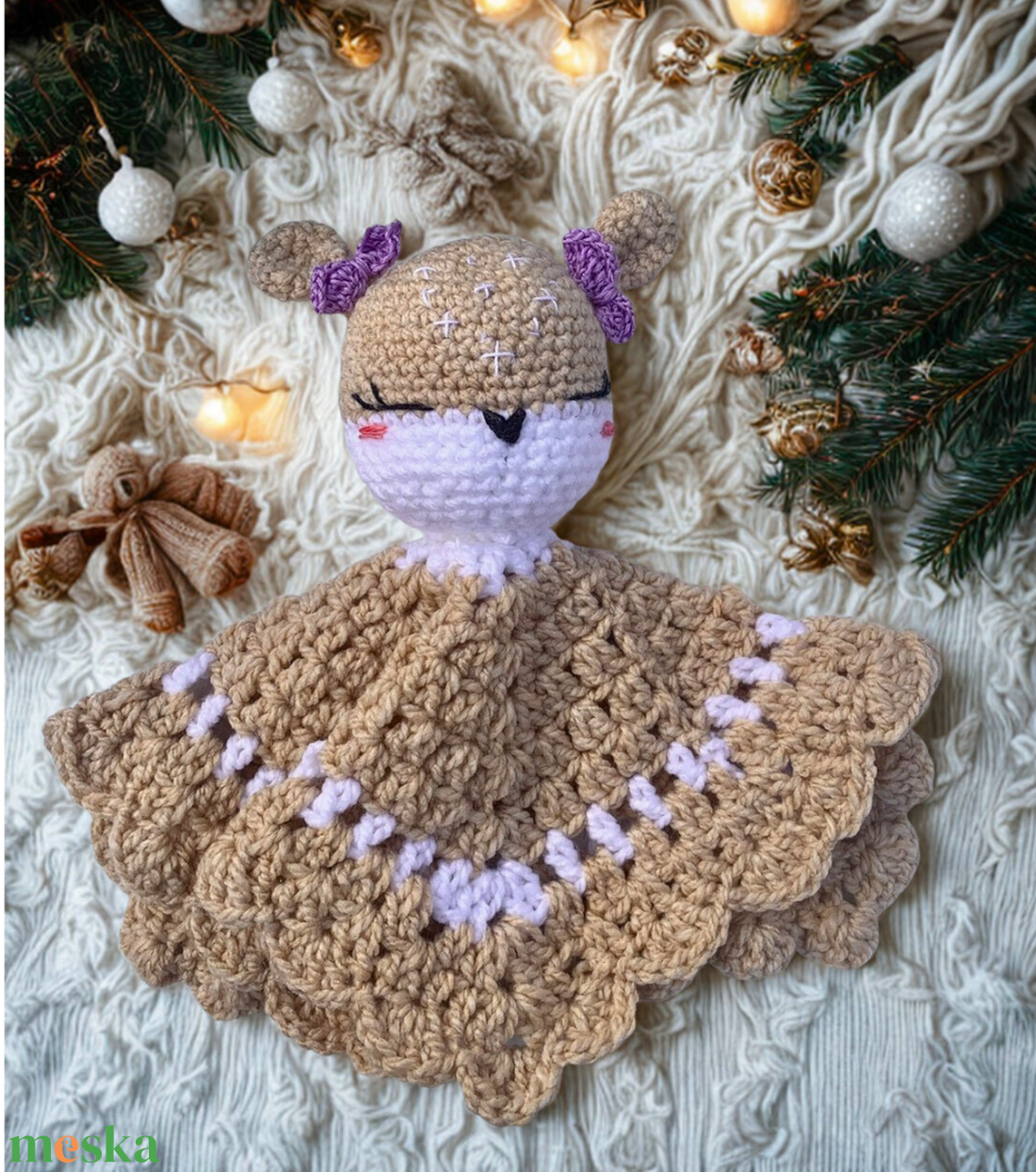 Horgolt csinos őzikés babakendő alvóka plüss - játék & sport - Meska.hu