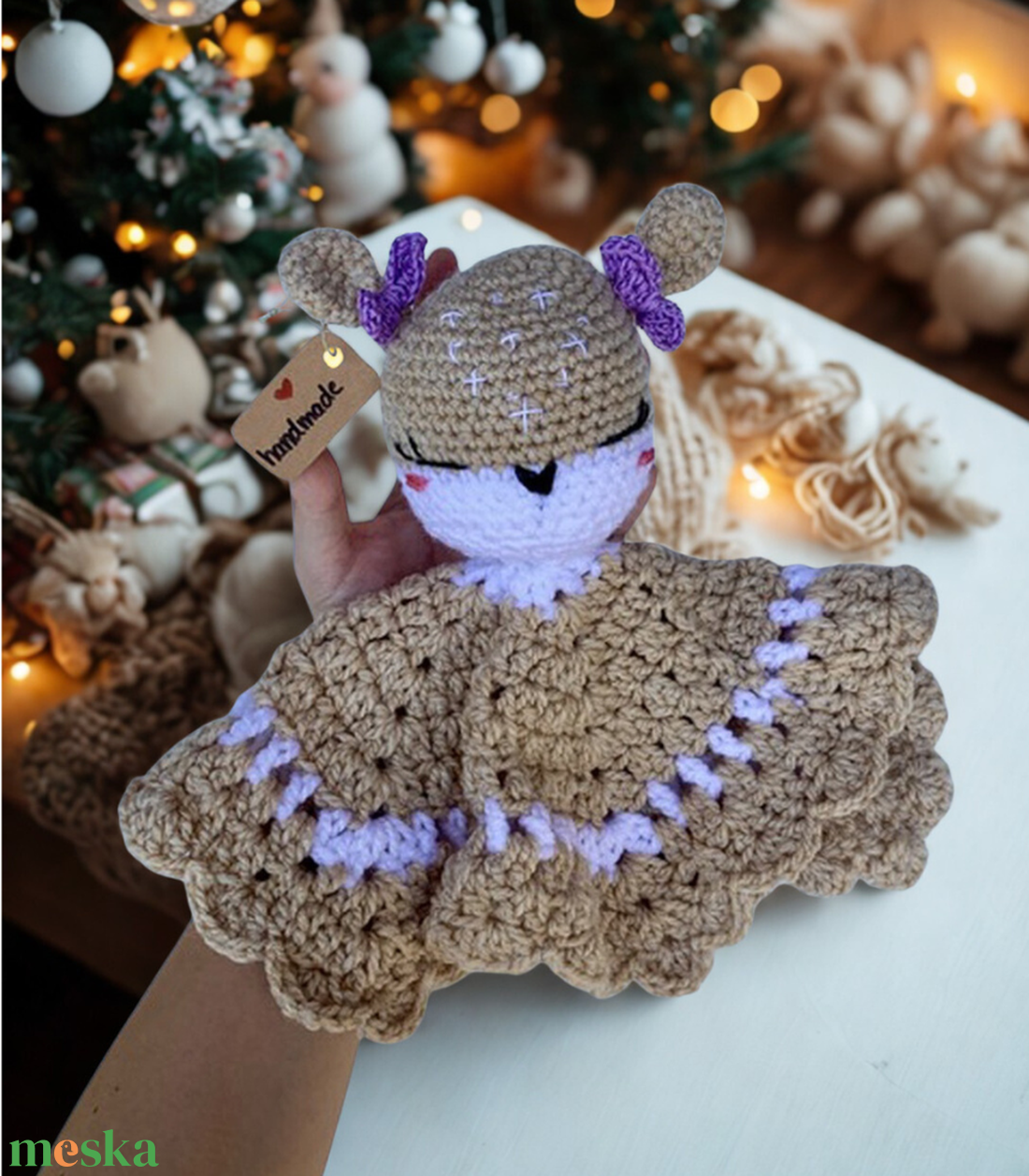 Horgolt csinos őzikés babakendő alvóka plüss - játék & sport - Meska.hu