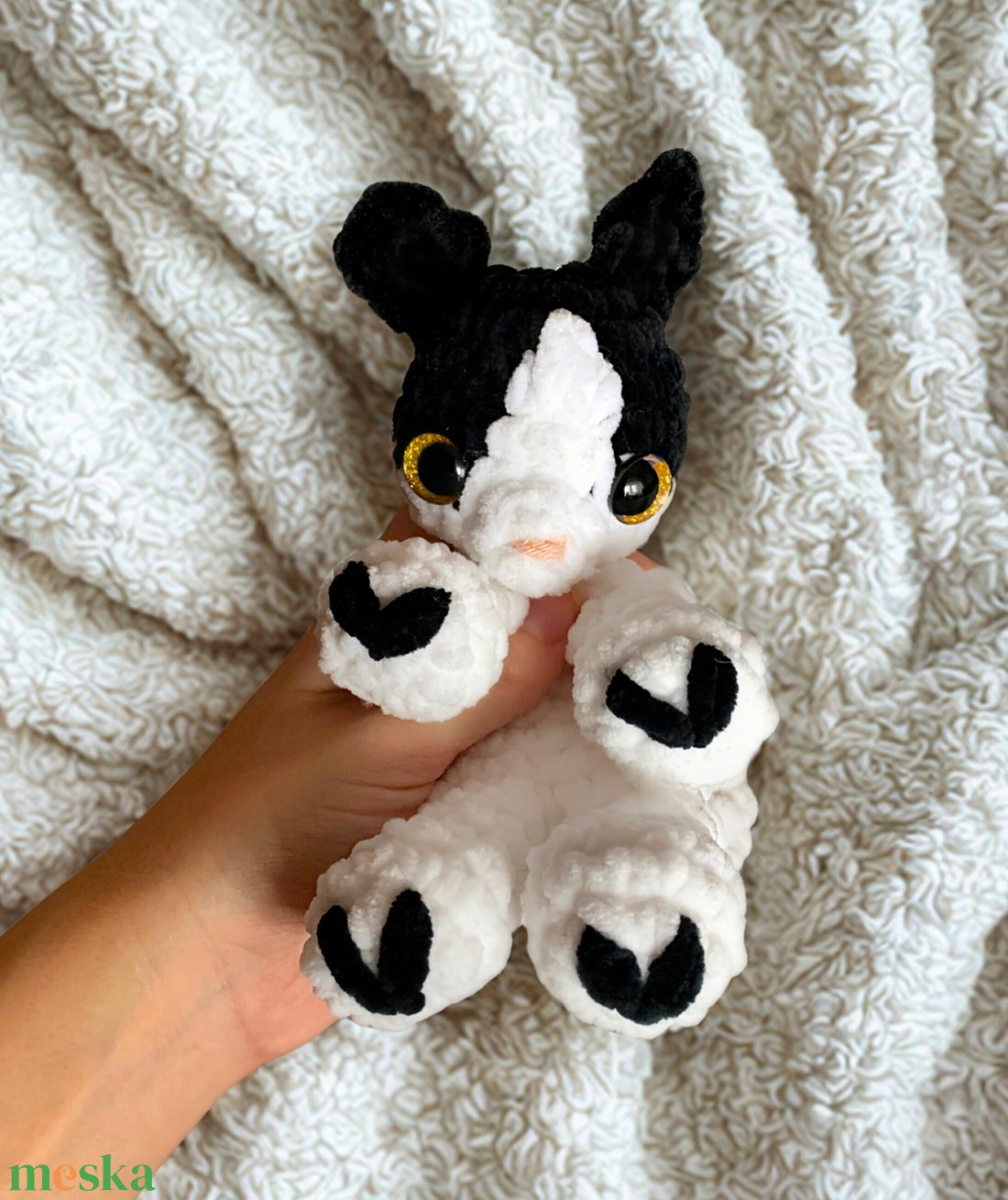 Horgolt aranyos cica plüss alvóka gyerekeknek - játék & sport - plüssállat & játékfigura - cica - Meska.hu