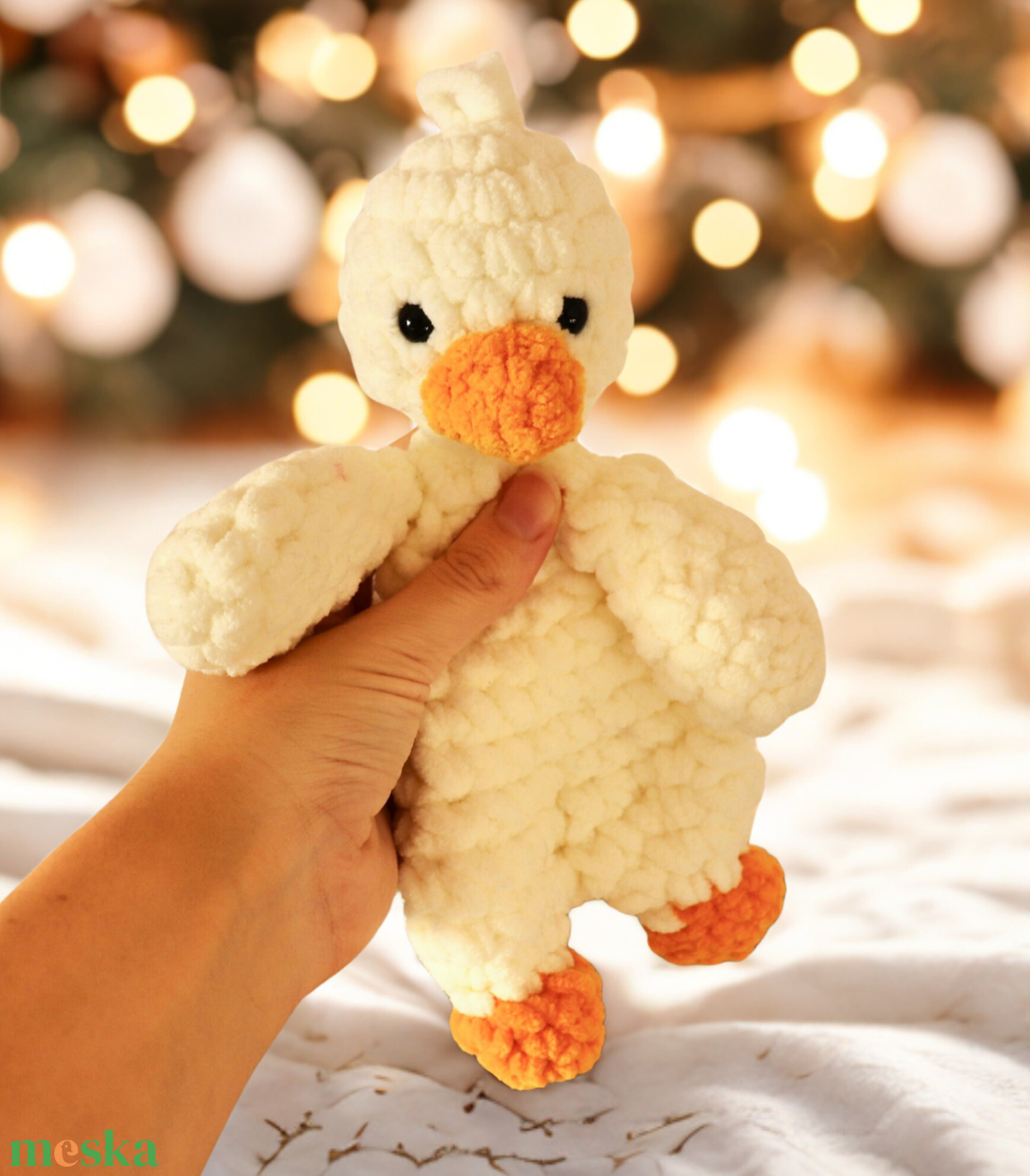 Horgolt fehér kacsa plüss alvóka szundipajti - játék & sport - plüssállat & játékfigura - más figura - Meska.hu