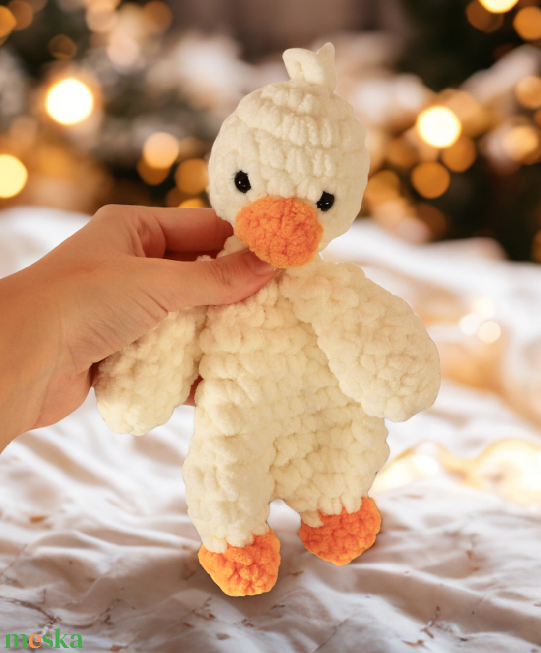 Horgolt fehér kacsa plüss alvóka szundipajti - játék & sport - plüssállat & játékfigura - más figura - Meska.hu