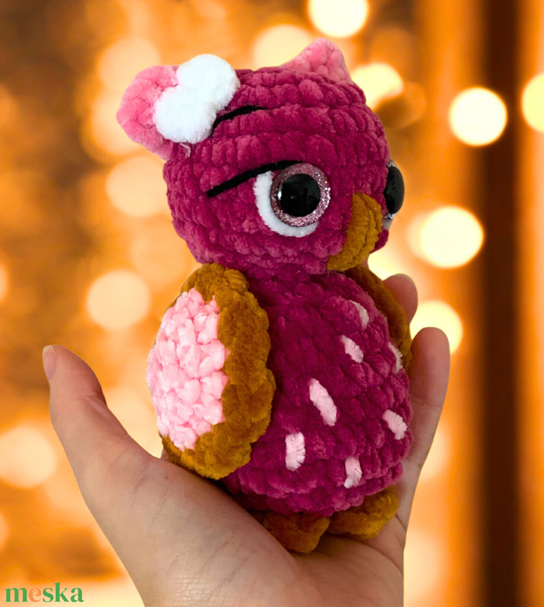 Horgolt rózsaszín bagoly plüss gyerekeknek - játék & sport - plüssállat & játékfigura - bagoly - Meska.hu