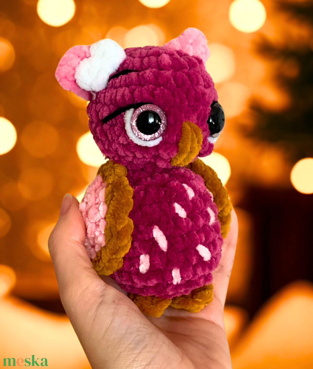 Horgolt rózsaszín bagoly plüss gyerekeknek - játék & sport - plüssállat & játékfigura - bagoly - Meska.hu