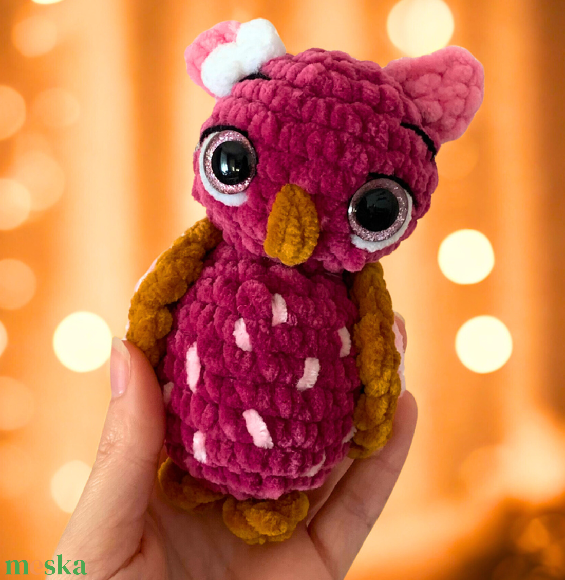 Horgolt rózsaszín bagoly plüss gyerekeknek - játék & sport - plüssállat & játékfigura - bagoly - Meska.hu