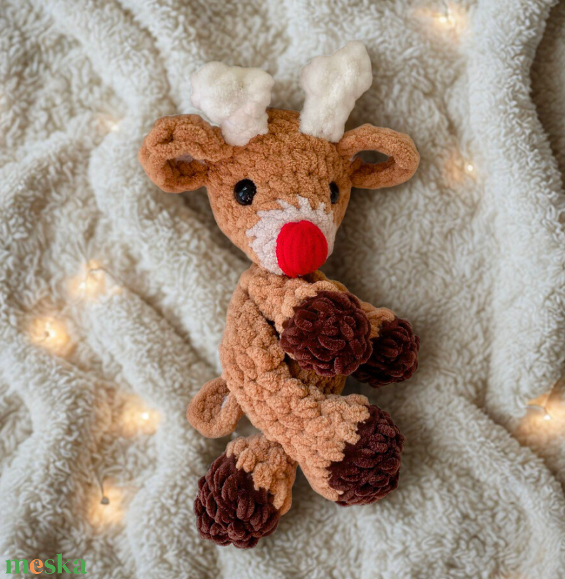 Horgolt karácsonyi rénszarvas alvóka gyerekeknek - játék & sport - plüssállat & játékfigura - plüss mesefigurák - Meska.hu