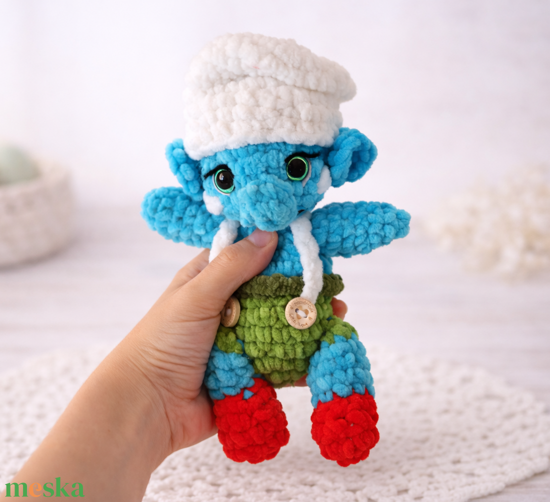 Horgolt hupikék törpikék plüss  - játék & sport - plüssállat & játékfigura - plüss mesefigurák - Meska.hu