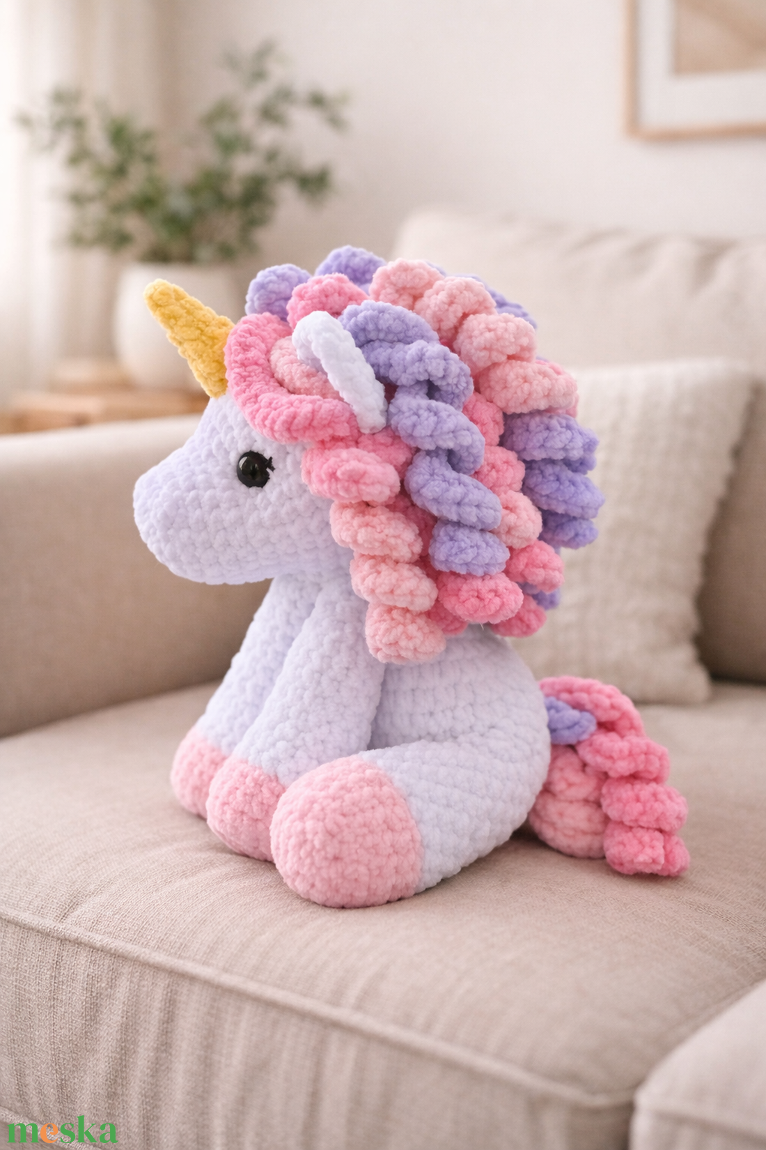 Horgolt színes unikornis plüss  - játék & sport - plüssállat & játékfigura - plüss mesefigurák - Meska.hu