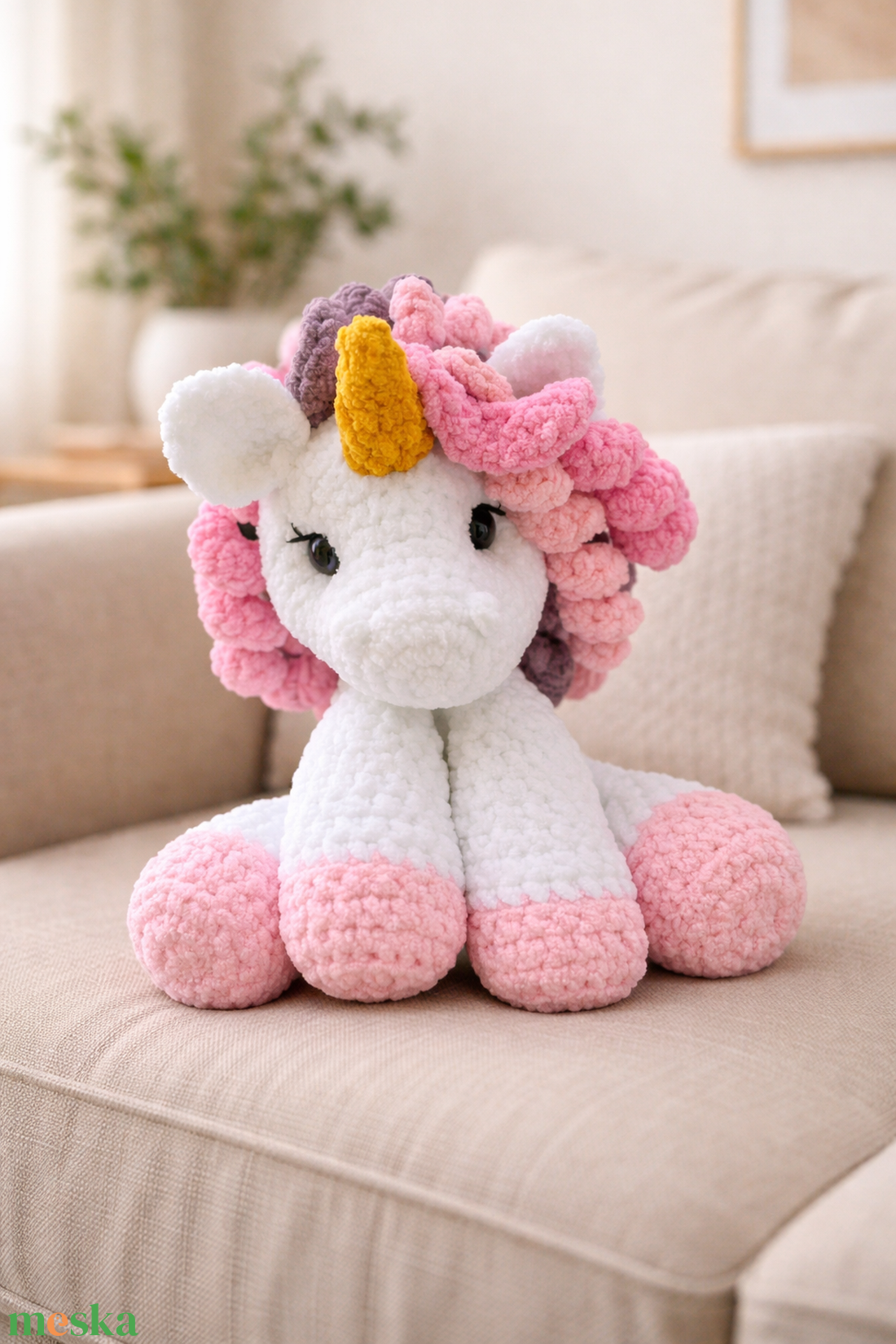 Horgolt színes unikornis plüss  - játék & sport - plüssállat & játékfigura - plüss mesefigurák - Meska.hu